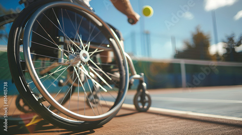 ai tennis of candid closeup playing a generated wheelchair user image disabled