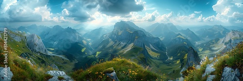 mountain view in appenzell canton clouds realistic nature and landscape