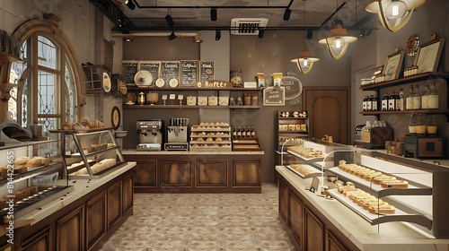 Interior of a boutique bakery and coffee shop