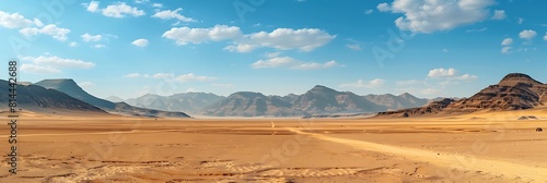 Landscape scenic view of desolate barren western desert in Egypt at Farafra Oasis realistic nature and landscape