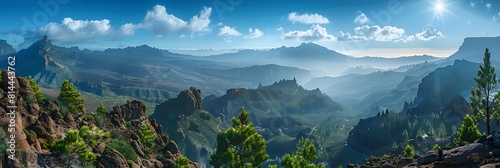 Landscape seen from the Roque Nublo a volcanic rock on the island of Gran Canaria realistic nature and landscape