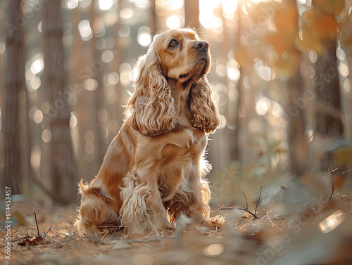 english cocker spaniel in the woods 