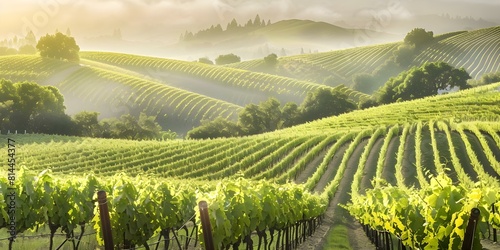 Capturing the picturesque beauty of a vineyard with ripe grapes for winemaking. Concept Vineyard Photography, Winemaking, Grape Harvest, Nature Photography, Scenic Landscapes