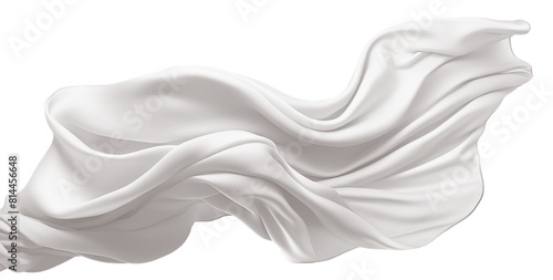 Set of floating elegant white fabrics, cut out