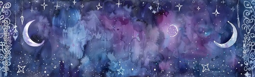 moon and star watercolor background
