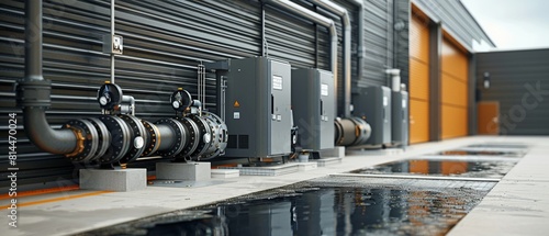 The sewage pump setup is a model of efficient wastewater management, with its wellorganized pipes and electrical connections ensuring reliable operation 8K , high-resolution, ultra HD,up32K HD