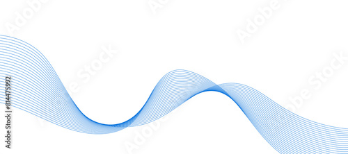 Abstract modern background with blue wavy lines and particles. Technology backdrop. 