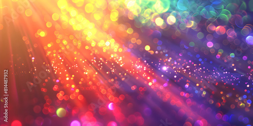 A blurry image of colorful lights on a dark background, Glittering prism light background of gradation where light enters from the left and right