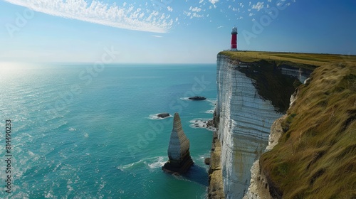 Beachy Head and the Beachy Head lighthouse, near Eastbourne - Generative AI