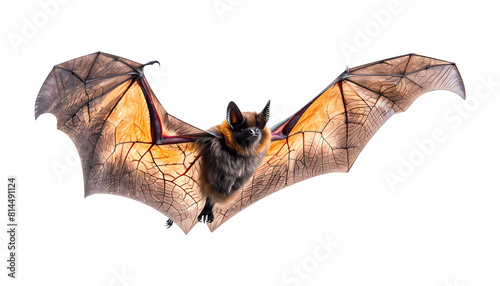 Flying bat on transparent background. Generative ai design art.
