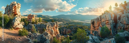 Landscape with strange rock formations at Peracence, Teruel, Aragon, Spain realistic nature and landscape