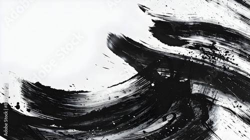 Brush Stroke texture on white background, strong brush stroke graphic element, turbulence brush stoke on isolated background