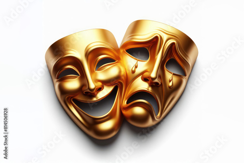 Comedy and tragedy masks reflecting joy and sadness Isolated