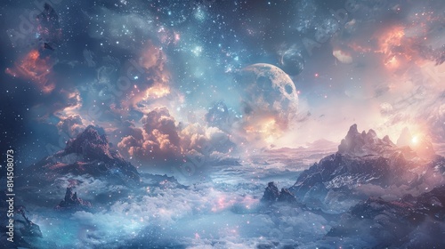 Subdued colors blend celestial tranquility wallpaper