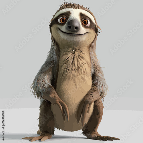 Cute sloth isolated on a white background. 3D illustration.