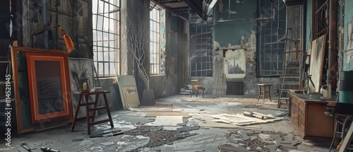 In a deserted factory turned art studio