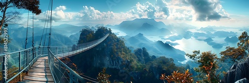 LANGKAWI, MALAYSIA - 19 November 2016:Sky Bridge on Mat Cincang mountain in Langkawi realistic nature and landscape