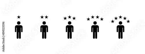 Customer experience vector icon . 1 to 5 star satisfaction rating vector icon sign, work experience symbol.