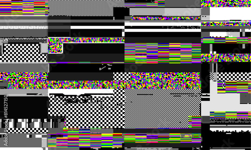 Retro VHS background like in old video tape rewind or no signal TV screen with glitch camera effect. Vaporwave grooving