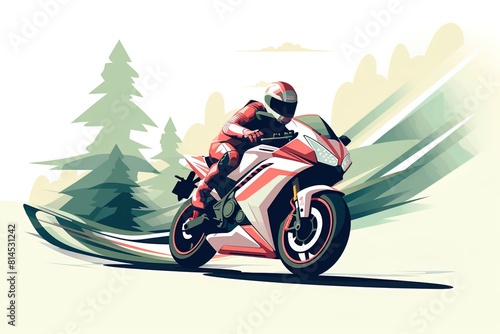 Road racing with forest background