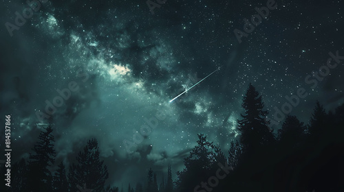 A meteor streaking across the night sky, leaving a glowing trail