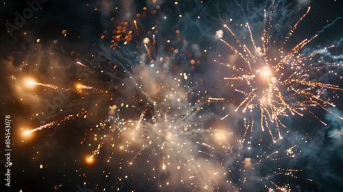 Splendid fireworks display illuminating the night sky with vibrant sparks