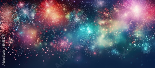 New Year s holiday background with abstract fireworks and available copy space