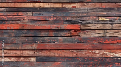 Close-up of weathered wooden wall with peeling paint. Ideal for backgrounds or textures