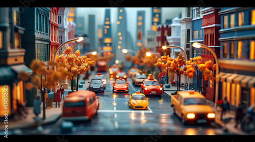 Abstract background cityscape with traffic jam in craft design concept