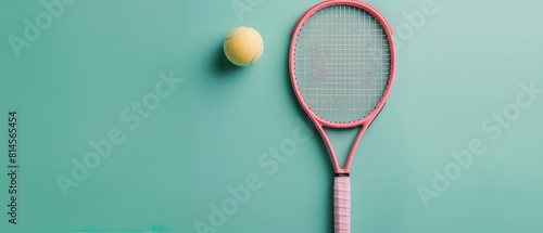 Tennis Racket and Ball on Green Surface