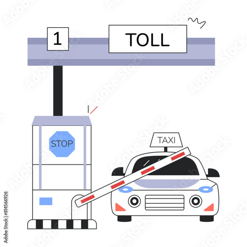 Get this linear style illustration of a toll plaza 