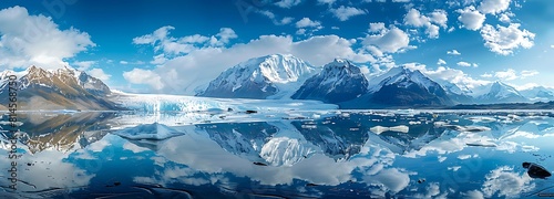 Panoramic view of a serene glacier landscape