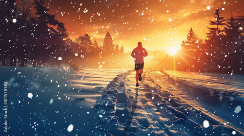runner in snow trail vector