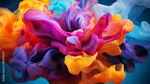 Blooming Ink Dance A mesmerizing abstract composition created by dropping colorful inks into water and letting them diffuse The inks bloom and swirl together