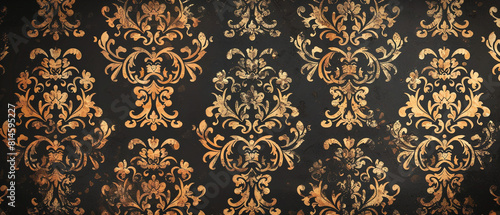 Classic damask print featuring ornate detailing in a vintage color palette, file number V6-00582-03RL.