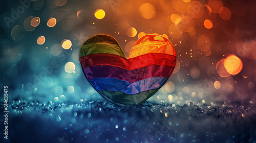 An illustration of a heart shape filled with the colors of the progress pride flag, representing love and diversity