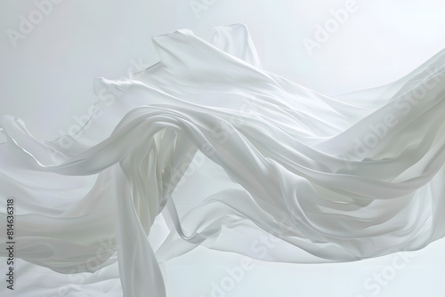 Throw the silk white clothes into the air with a white 