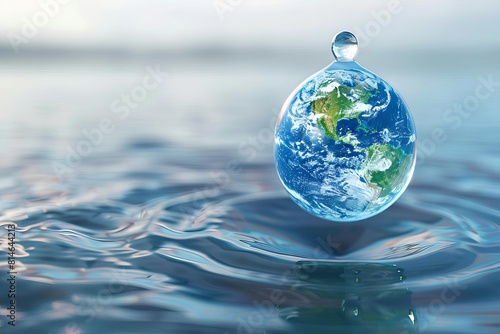 planet earth shaped water droplet concept of global environmental conservation fragility of life ai generated digital illustration