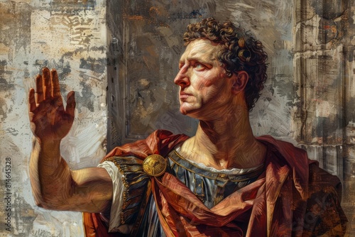regal portrait of roman conqueror caesar classical oil painting style