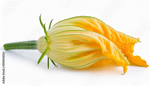 yellow pumpkin or zucchini flower isolated on a white background