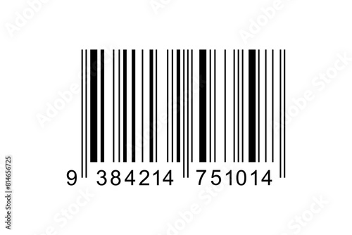 Bar code label template isolated on white background. Barcode icon. Visual data digital representation with product information. Vector graphic illustration