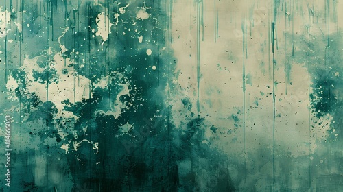 Grunge blue green wall texture background.