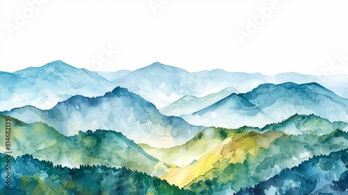 Watercolor Topo Map of Great Smoky Mountains on White Background Generative AI