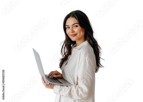 Central American Woman Using Laptop