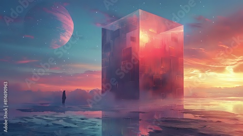 Otherworldly Geometric Cosmos: A Surreal Composition of Light