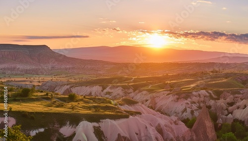 amazing panoramic landscape in goreme national park at sunrise cappadocia turkey top attraction travel destinations