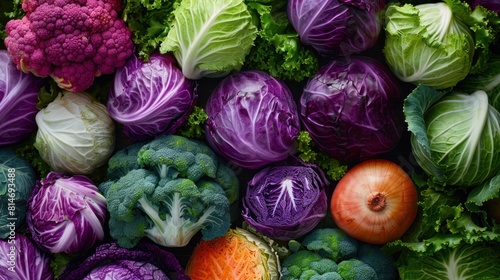 Top view of cabbage close up, background pattern for design, natural and organic colorful colors, nice rotation, zoom style.