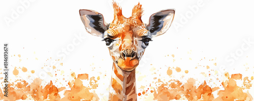 little giraffe in watercolor style. Isolated vector illustration