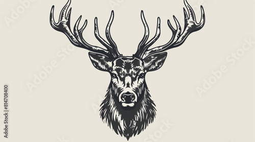 Outline portrait of male red deer hart or stag.