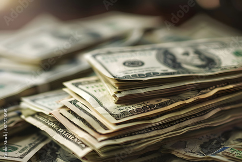 A close-up photo of stacked U.S. dollar bills, symbolizing wealth and financial liquidity